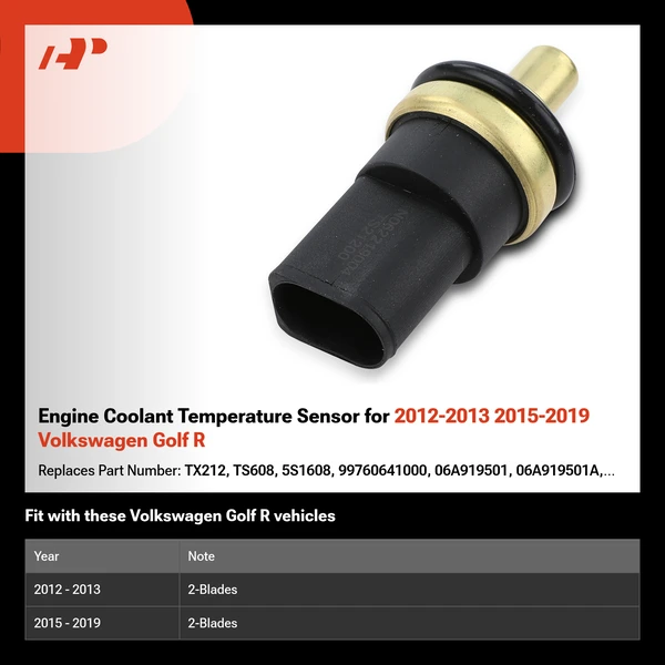 Engine Coolant Temperature Sensor for 2012-2013 2015-2019 Volkswagen Golf R