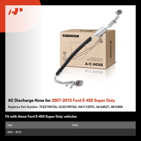 AC Discharge Hose for 2007-2015 Ford E-450 Super Duty