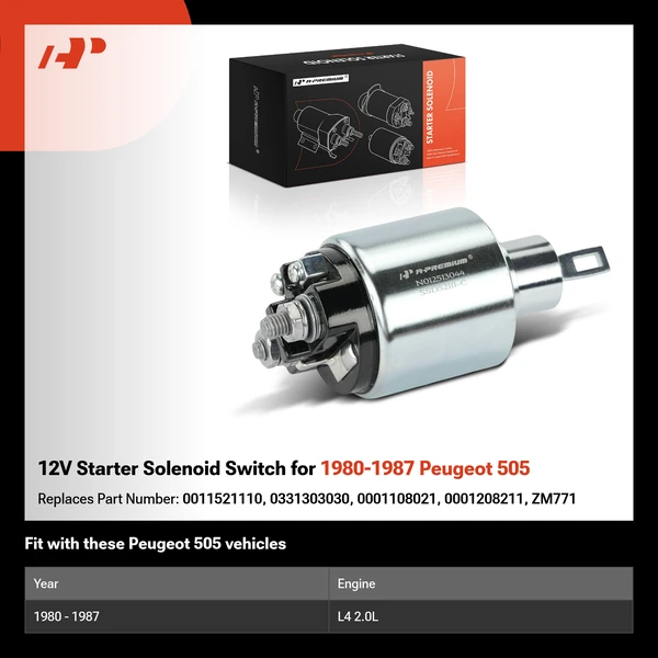 12V Starter Solenoid Switch for 1980-1987 Peugeot 505