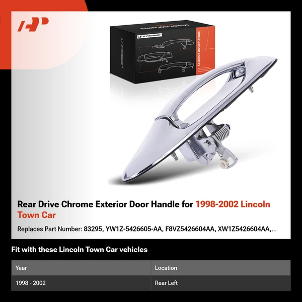 Rear Drive Chrome Exterior Door Handle for 1998-2002 Lincoln Town Car