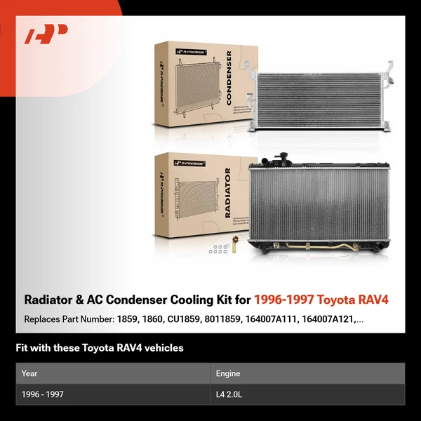 Radiator & AC Condenser Cooling Kit for 1996-1997 Toyota RAV4