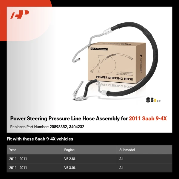 Power Steering Pressure Line Hose Assembly for 2011 Saab 9-4X