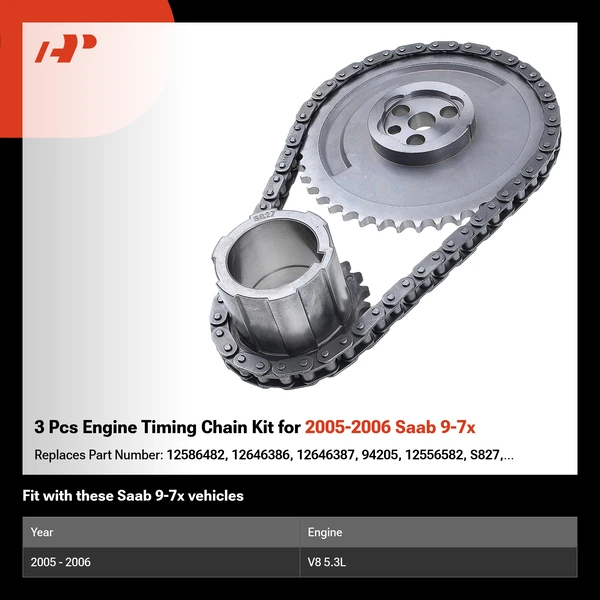 3 Pcs Engine Timing Chain Kit for 2005-2006 Saab 9-7x