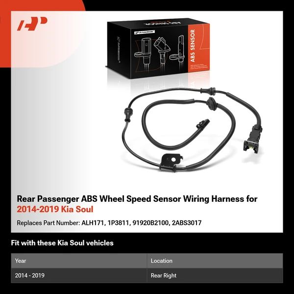 Rear Passenger ABS Wheel Speed Sensor Wiring Harness for 2014-2019 Kia Soul