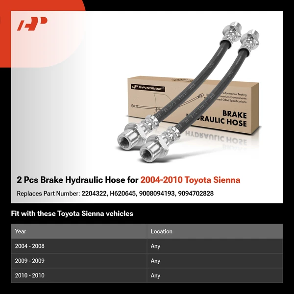 2 Pcs Brake Hydraulic Hose for 2004-2010 Toyota Sienna
