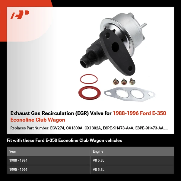 Exhaust Gas Recirculation (EGR) Valve for 1988-1996 Ford E-350 Econoline Club Wagon