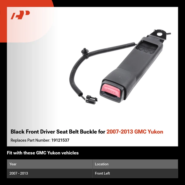 Black Front Driver Seat Belt Buckle for 2007-2013 GMC Yukon