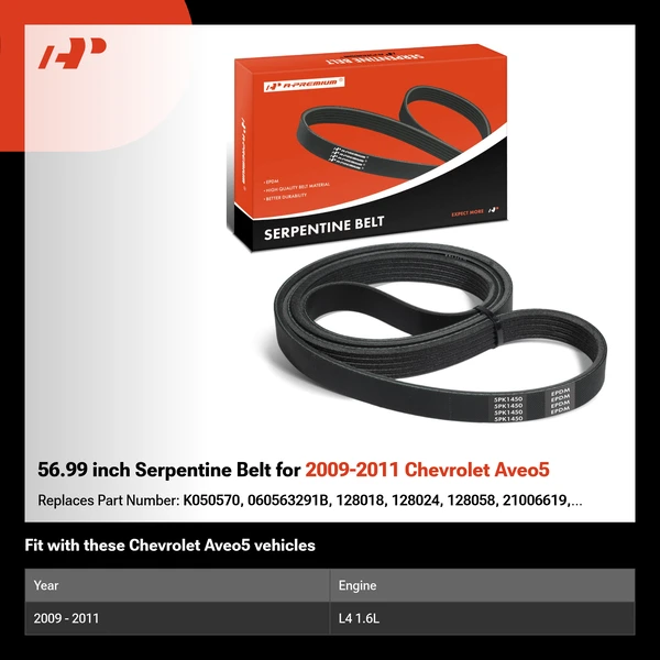 56.99 inch Serpentine Belt for 2009-2011 Chevrolet Aveo5