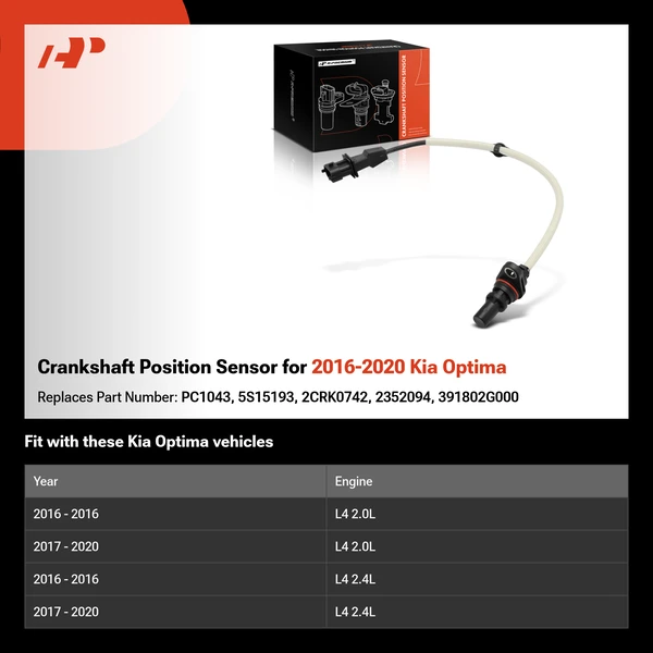 Crankshaft Position Sensor for 2016-2020 Kia Optima