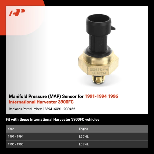 Manifold Pressure (MAP) Sensor for 1991-1994 1996 International Harvester 3900FC