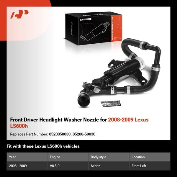 Front Driver Headlight Washer Nozzle for 2008-2009 Lexus LS600h