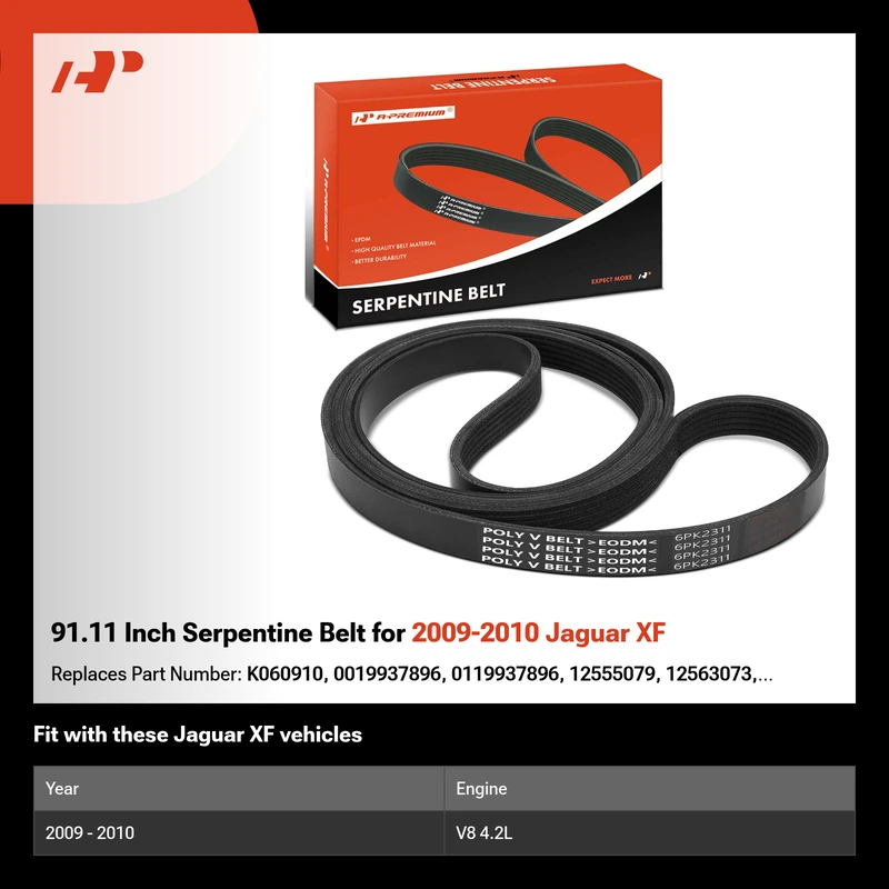 91.11 Inch Serpentine Belt for 2009-2010 Jaguar XF