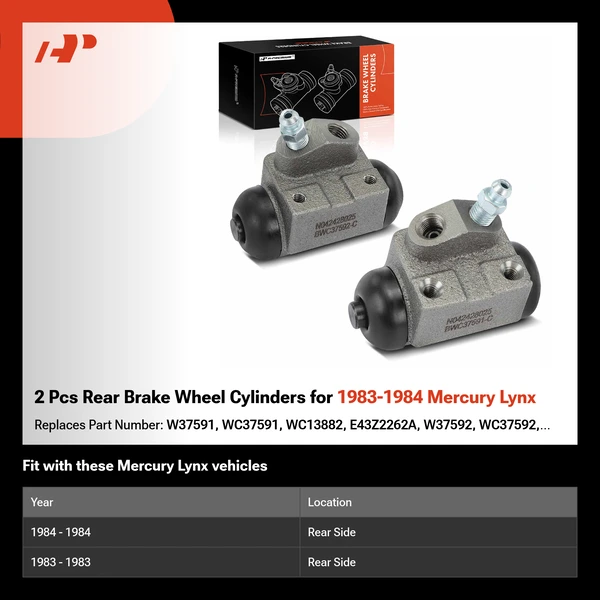 2 Pcs Rear Brake Wheel Cylinders for 1983-1984 Mercury Lynx