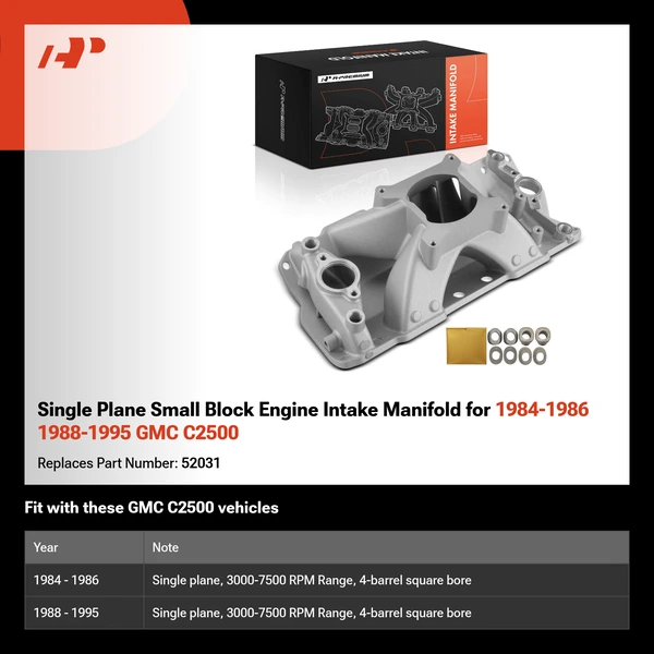 Single Plane Small Block Engine Intake Manifold for 1984-1986 1988-1995 GMC C2500