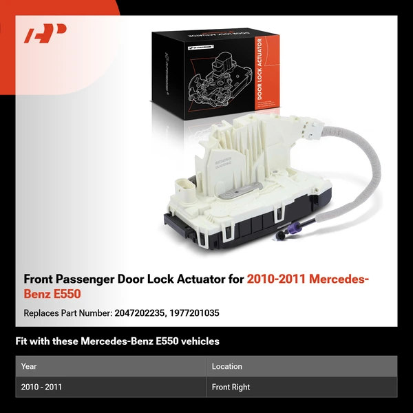 Front Passenger Door Lock Actuator for 2010-2011 Mercedes-Benz E550