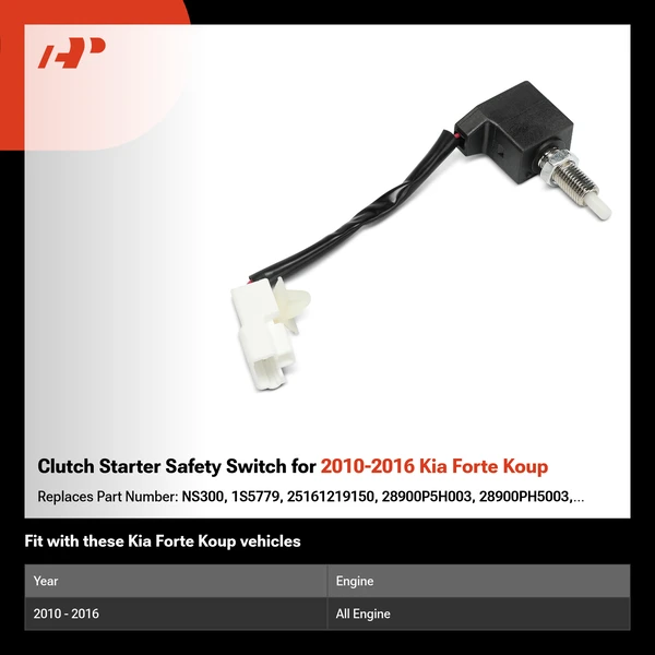 Clutch Starter Safety Switch for 2010-2016 Kia Forte Koup
