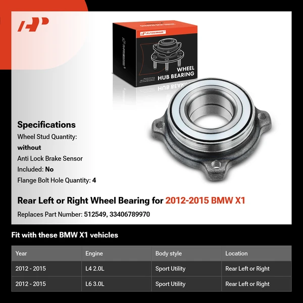Rear Left or Right Wheel Bearing for 2012-2015 BMW X1