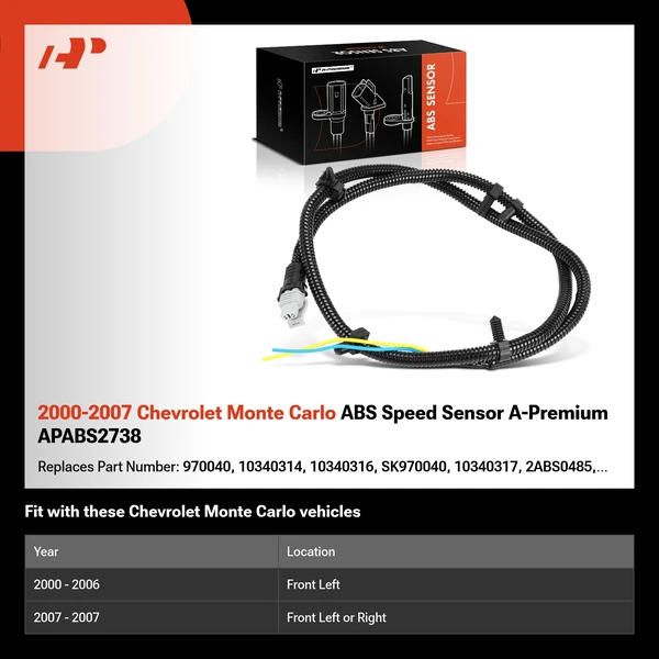 2000-2007 Chevrolet Monte Carlo ABS Speed Sensor A-Premium APABS2738