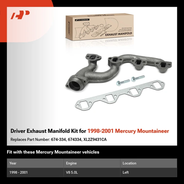 Driver Exhaust Manifold Kit for 1998-2001 Mercury Mountaineer