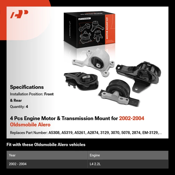 4 Pcs Engine Motor & Transmission Mount for 2002-2004 Oldsmobile Alero