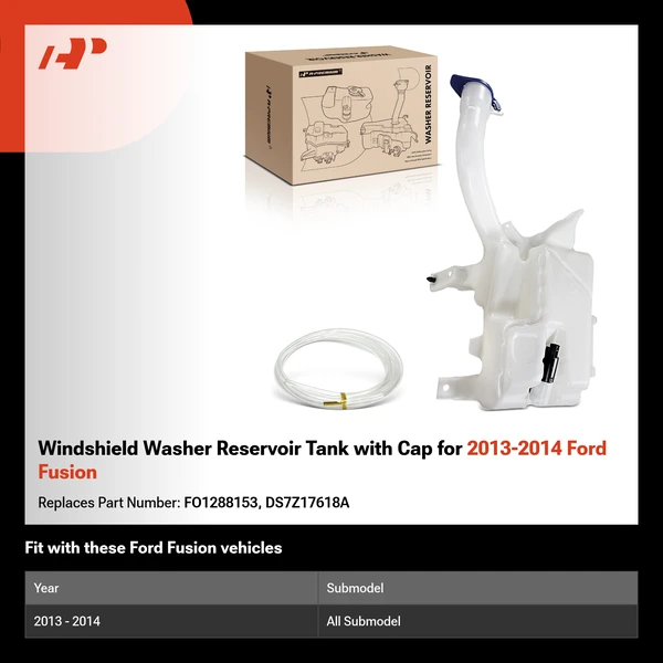 Windshield Washer Reservoir Tank with Cap for 2013-2014 Ford Fusion