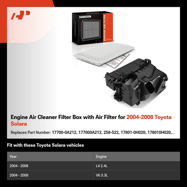 Engine Air Cleaner Filter Box with Air Filter for 2004-2008 Toyota Solara
