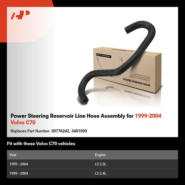 Power Steering Reservoir Line Hose Assembly for 1999-2004 Volvo C70