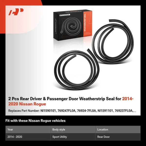 2 Pcs Rear Driver & Passenger Door Weatherstrip Seal for 2014-2020 Nissan Rogue