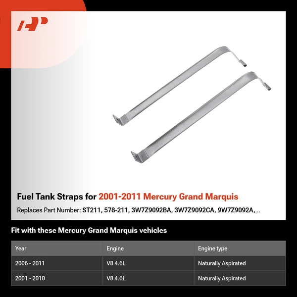 Fuel Tank Straps for 2001-2011 Mercury Grand Marquis