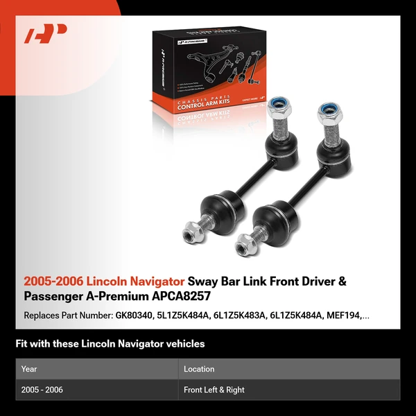 2005-2006 Lincoln Navigator Sway Bar Link Front Driver & Passenger A-Premium APCA8257
