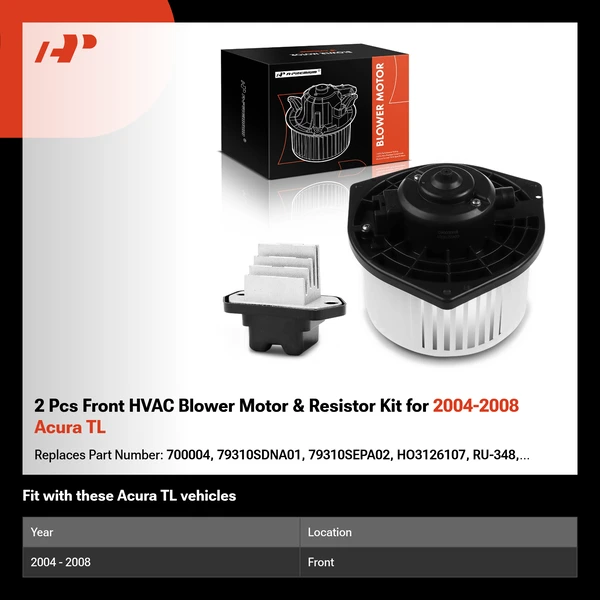 2 Pcs Front HVAC Blower Motor & Resistor Kit for 2004-2008 Acura TL