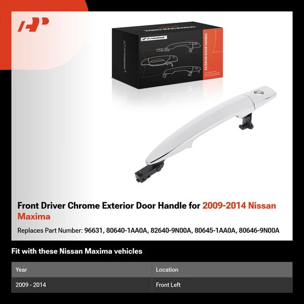 Front Driver Chrome Exterior Door Handle for 2009-2014 Nissan Maxima