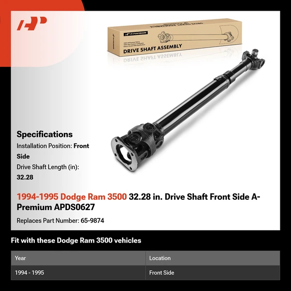 1994-1995 Dodge Ram 3500 32.28 in. Drive Shaft Front Side A-Premium APDS0627