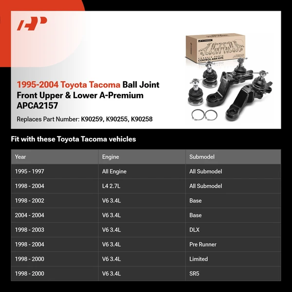 1995-2004 Toyota Tacoma Ball Joint Front Upper & Lower A-Premium APCA2157