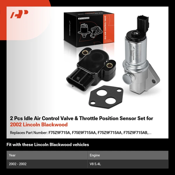 2 Pcs Idle Air Control Valve & Throttle Position Sensor Set for 2002 Lincoln Blackwood