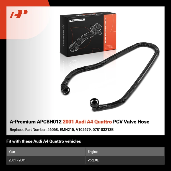 A-Premium APCBH012 2001 Audi A4 Quattro PCV Valve Hose