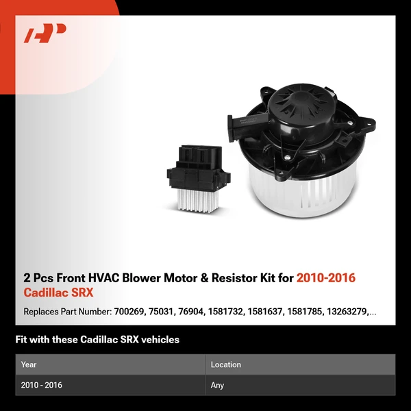 2 Pcs Front HVAC Blower Motor & Resistor Kit for 2010-2016 Cadillac SRX
