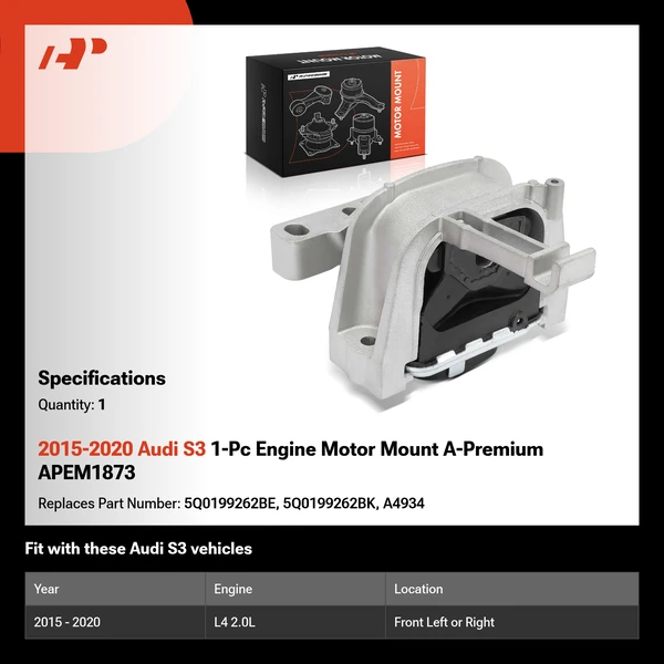 2015-2020 Audi S3 1-Pc Engine Motor Mount A-Premium APEM1873