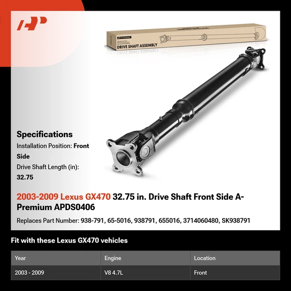 2003-2009 Lexus GX470 32.75 in. Drive Shaft Front Side A-Premium APDS0406