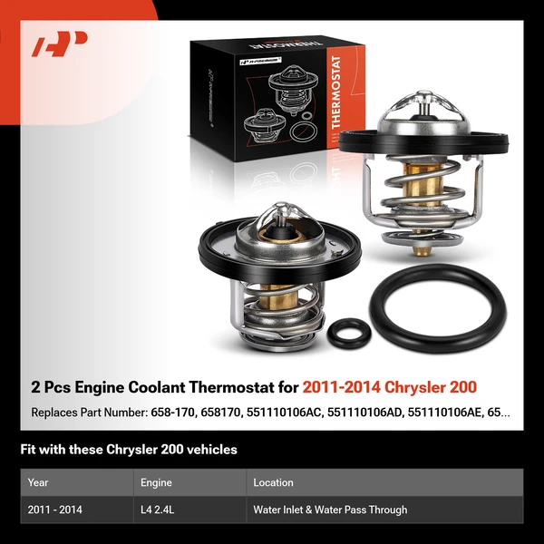 2 Pcs Engine Coolant Thermostat for 2011-2014 Chrysler 200
