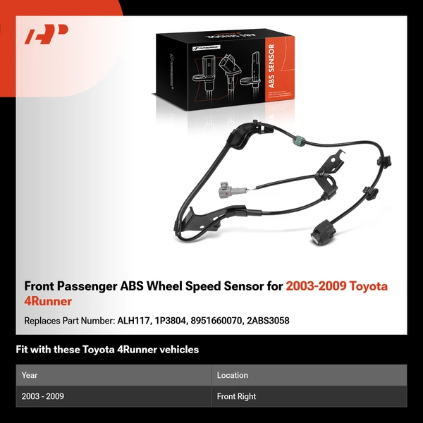 Front Passenger ABS Wheel Speed Sensor for 2003-2009 Toyota 4Runner