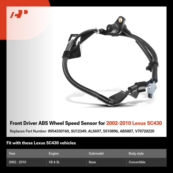Front Driver ABS Wheel Speed Sensor for 2002-2010 Lexus SC430
