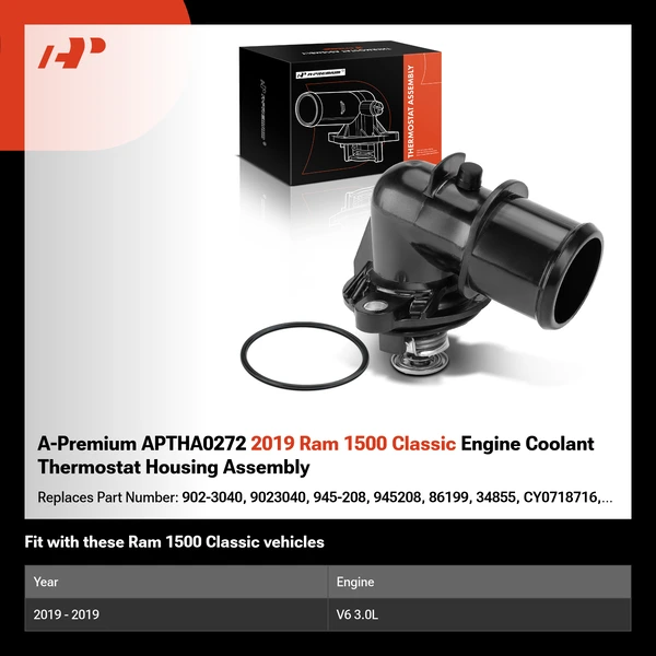 A-Premium APTHA0272 2019 Ram 1500 Classic Engine Coolant Thermostat Housing Assembly