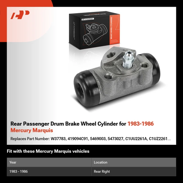 Rear Passenger Drum Brake Wheel Cylinder for 1983-1986 Mercury Marquis