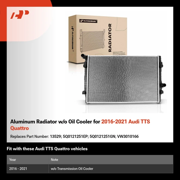 Aluminum Radiator w/o Oil Cooler for 2016-2021 Audi TTS Quattro