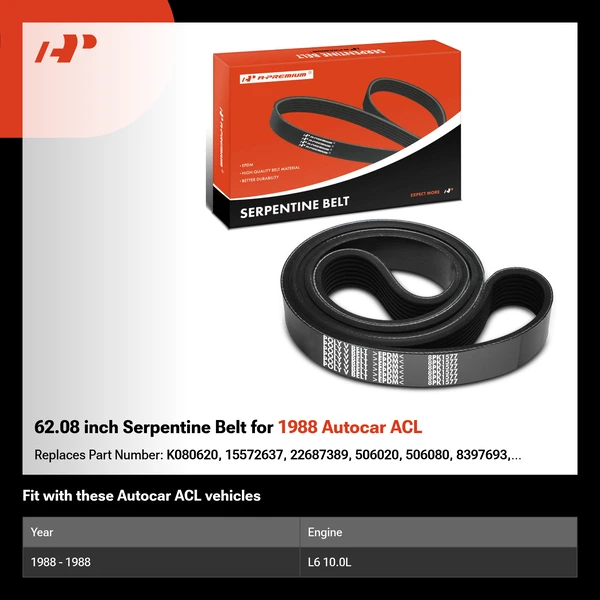62.08 inch Serpentine Belt for 1988 Autocar ACL