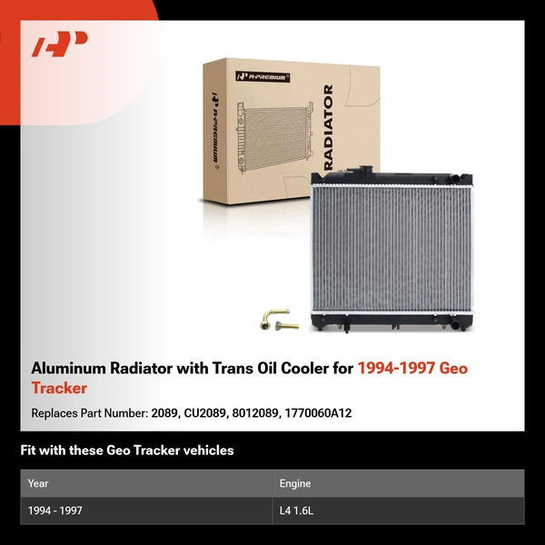 Aluminum Radiator with Trans Oil Cooler for 1994-1997 Geo Tracker