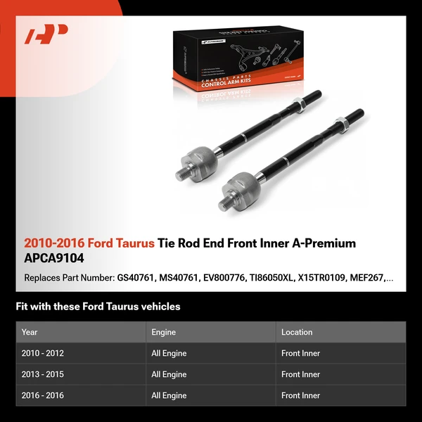 2010-2016 Ford Taurus Tie Rod End Front Inner A-Premium APCA9104