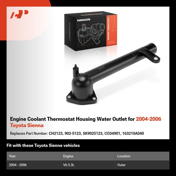 Engine Coolant Thermostat Housing Water Outlet for 2004-2006 Toyota Sienna