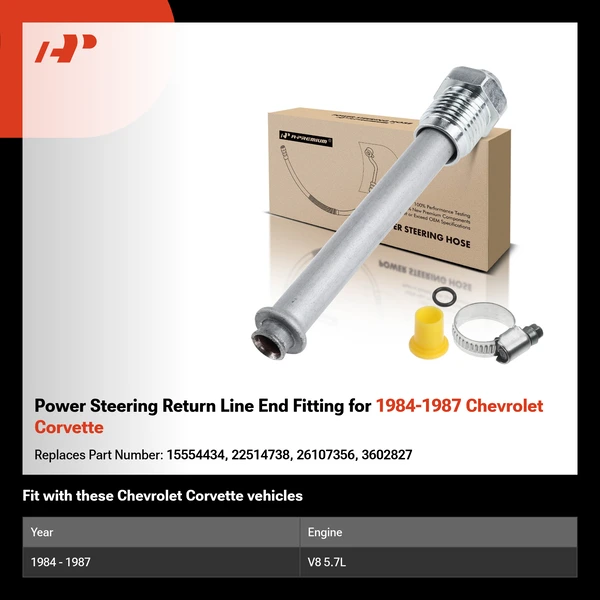 Power Steering Return Line End Fitting for 1984-1987 Chevrolet Corvette